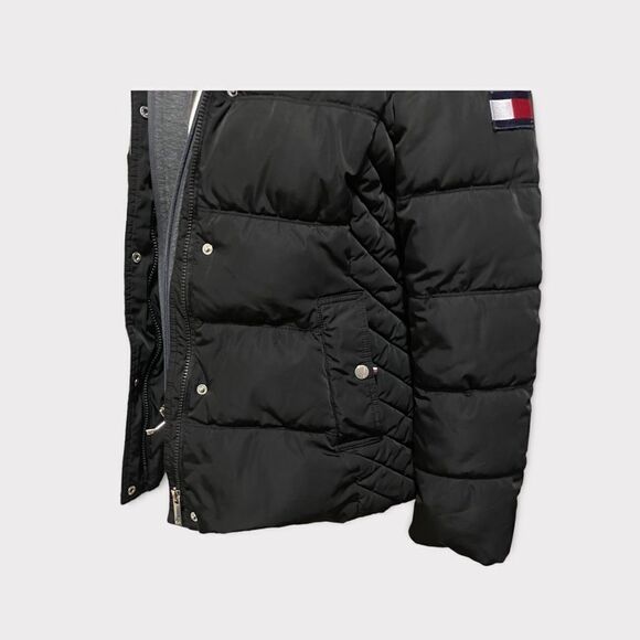 Tommy Hilfiger Black Puffer Down Alternative Jacket With Removable Hoody - Picture 7 of 13